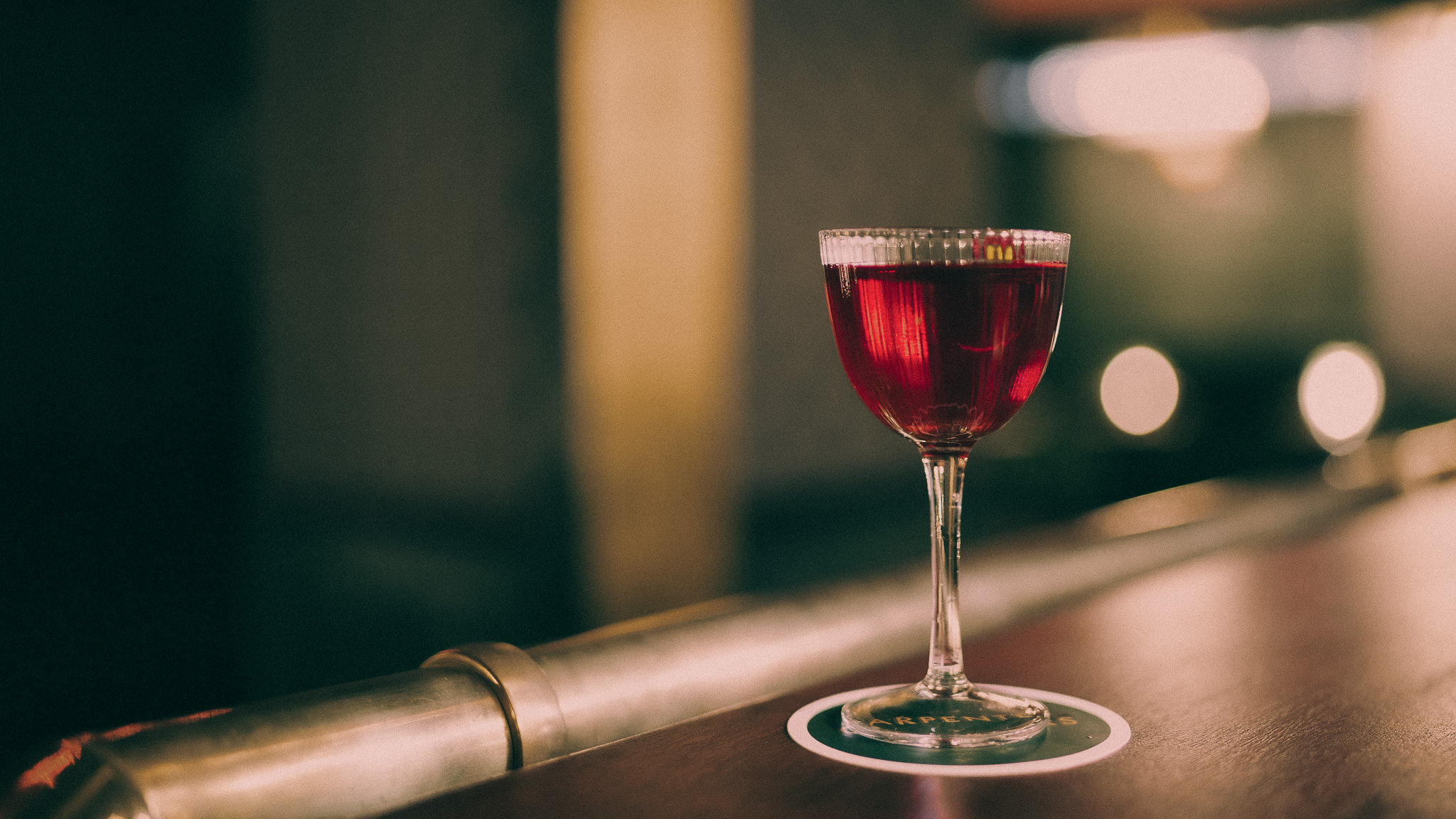 Cocktail on the bar in Carpenters bar & lounge